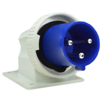 Pin and Sleeve Inlet Devices 888-669306 IEC 60309 Surface Mount Inlet Down Angled Type, IP67 Rated, 60A 250V, 63A 200-250V, 6H, IEC 309 International Pin and Sleeve Devices  